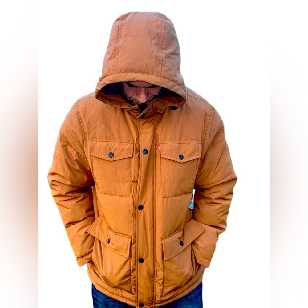 Levi’s Brown Hooded Arctic Parka Puffer Coat with Durable Design